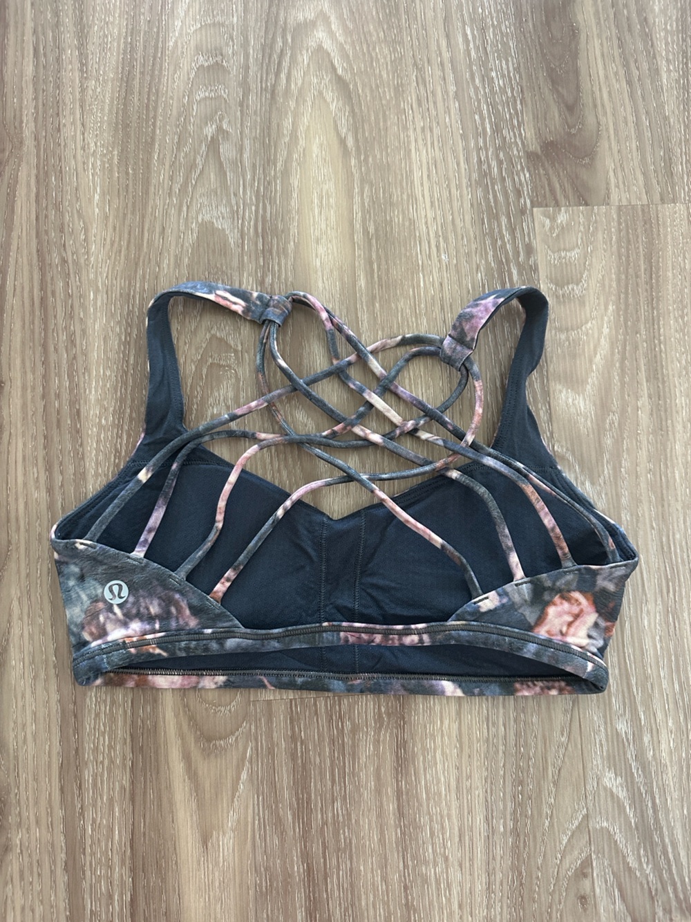 lululemon athletica Black Sports Bra with Floral-Strap Detail